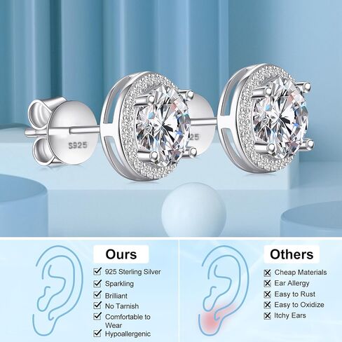 Sterling Silver Zirconia Earrings Stud Earrings Snowflake Shape, Round Cut D Color VVS1 Clarity Lab Created Diamond Earrings Studs White Gold Plated 925 Sterling Silver Jewelry for Women Men in Saudi Arabia