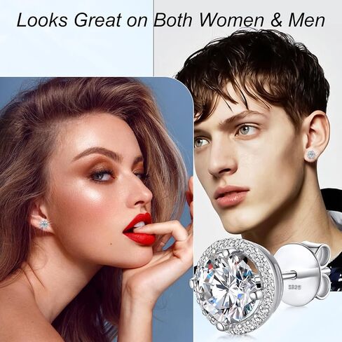 Sterling Silver Zirconia Earrings Stud Earrings Snowflake Shape, Round Cut D Color VVS1 Clarity Lab Created Diamond Earrings Studs White Gold Plated 925 Sterling Silver Jewelry for Women Men in Saudi Arabia