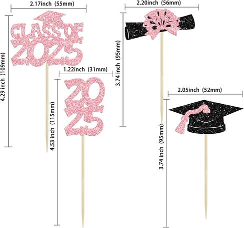 Ephlyn 36Pcs 2025 Graduation Cupcake Toppers - Pink - Graduation Occasion - Cake Toppers in Saudi Arabia