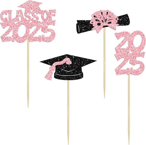 Ephlyn 36Pcs 2025 Graduation Cupcake Toppers - Pink - Graduation Occasion - Cake Toppers in Saudi Arabia