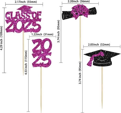 Ephlyn 36Pcs 2025 Graduation Cupcake Toppers - Pink - Graduation Occasion - Cake Toppers in Saudi Arabia