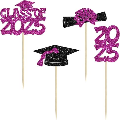 Ephlyn 36Pcs 2025 Graduation Cupcake Toppers - Pink - Graduation Occasion - Cake Toppers in Saudi Arabia