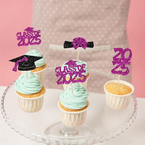 Ephlyn 36Pcs 2025 Graduation Cupcake Toppers - Pink - Graduation Occasion - Cake Toppers in Saudi Arabia