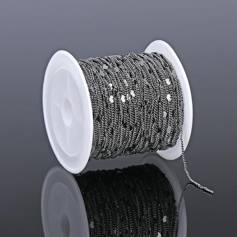 YOUBEIYEE 10 Meters Heart Chain for Jewelry Making Black Plated Brass Chains Bulk Dainty Jewelry Making Chain Roll in Saudi Arabia