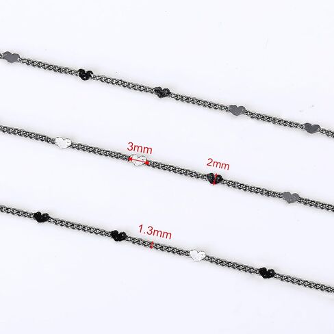 YOUBEIYEE 10 Meters Heart Chain for Jewelry Making Black Plated Brass Chains Bulk Dainty Jewelry Making Chain Roll in Saudi Arabia