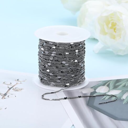YOUBEIYEE 10 Meters Heart Chain for Jewelry Making Black Plated Brass Chains Bulk Dainty Jewelry Making Chain Roll in Saudi Arabia