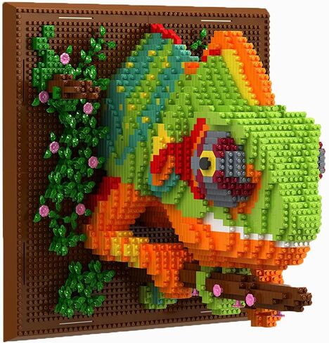 3D Wall Art Chameleon Animal Micro Mini Building Blocks Set for Adults, Unique Home Wall Decor or Table Display, Creative Birthday Gift Toy for Kids Teens (2688 PCS) Not Compatible with Lego in Saudi Arabia
