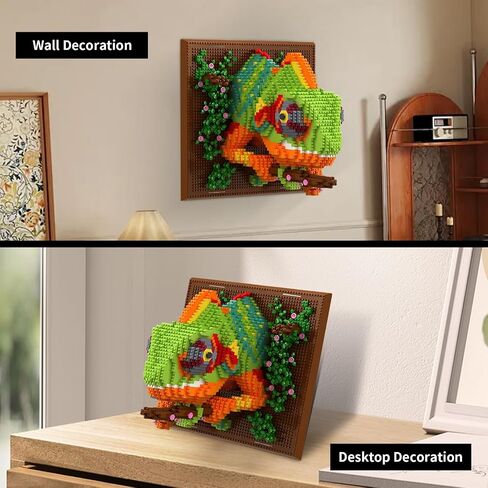 3D Wall Art Chameleon Animal Micro Mini Building Blocks Set for Adults, Unique Home Wall Decor or Table Display, Creative Birthday Gift Toy for Kids Teens (2688 PCS) Not Compatible with Lego in Saudi Arabia