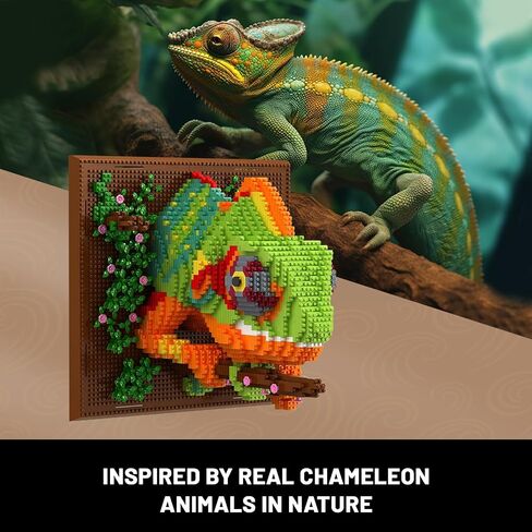 3D Wall Art Chameleon Animal Micro Mini Building Blocks Set for Adults, Unique Home Wall Decor or Table Display, Creative Birthday Gift Toy for Kids Teens (2688 PCS) Not Compatible with Lego in Saudi Arabia
