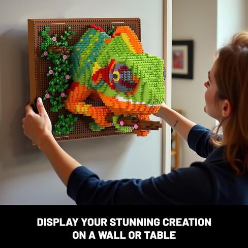 3D Wall Art Chameleon Animal Micro Mini Building Blocks Set for Adults, Unique Home Wall Decor or Table Display, Creative Birthday Gift Toy for Kids Teens (2688 PCS) Not Compatible with Lego in Saudi Arabia