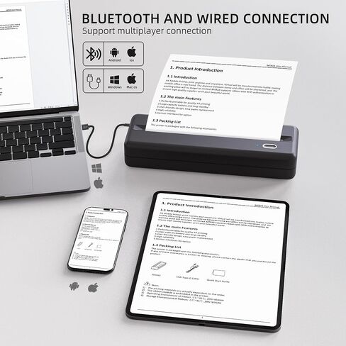 Inkless Wireless Printer for Home Offices & Travel, Supports 8" & 4" Thermal Paper Roll, Perfect for iOS Android & Laptops, Compact Printer for Bussiness Trips, No Ink Needed in Saudi Arabia