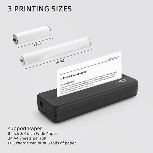 Inkless Wireless Printer for Home Offices & Travel, Supports 8" & 4" Thermal Paper Roll, Perfect for iOS Android & Laptops, Compact Printer for Bussiness Trips, No Ink Needed in Saudi Arabia