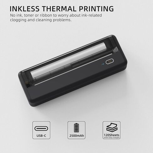 Inkless Wireless Printer for Home Offices & Travel, Supports 8" & 4" Thermal Paper Roll, Perfect for iOS Android & Laptops, Compact Printer for Bussiness Trips, No Ink Needed in Saudi Arabia