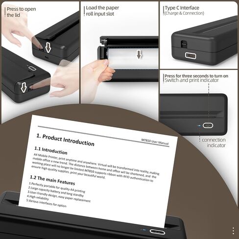 Inkless Wireless Printer for Home Offices & Travel, Supports 8" & 4" Thermal Paper Roll, Perfect for iOS Android & Laptops, Compact Printer for Bussiness Trips, No Ink Needed in Saudi Arabia