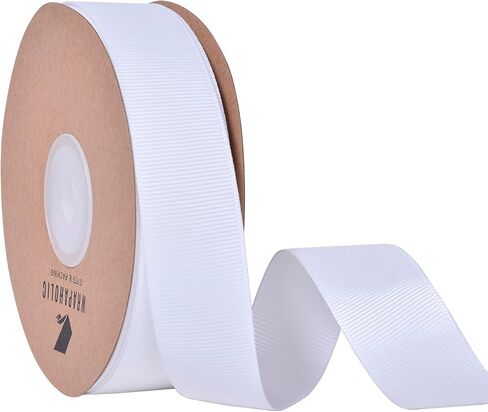 WRAPAHOLIC 7/8 Inch 25 Yard White Grosgrain Ribbon Roll,Premium Craft Ribbon for Gift Wrapping Floral Bouquets Wedding Invitation Card Party Decoration in Saudi Arabia