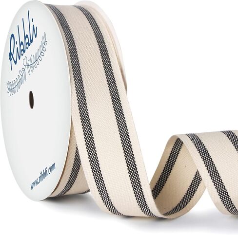 Ribbli Natural Cotton Stripe Ribbon,3/8 Inch x 10 Yard Spool,Natural/Red,Farmhouse Rinbbon,Use for Gift Wrapping,Home Decor,Floral Decoration in Saudi Arabia