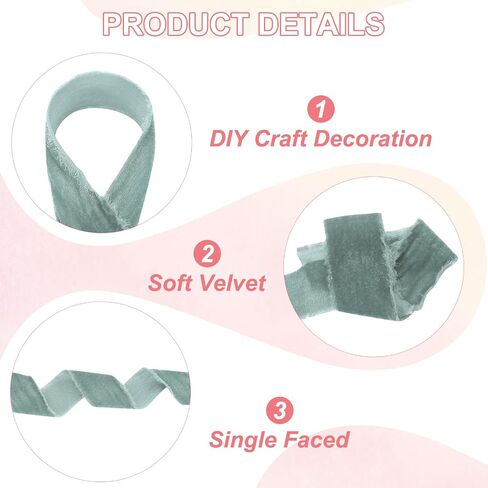 Patikil Velvet Ribbon 2 بوصة × 3 ياردة ، 2 لفة مجردة المصنوعة يدويًا متوترة يدويًا شرائط عتيقة للهدية ، زخرفة الزفاف الزفاف الزفاف الزفاف الزفاف ، in Saudi Arabia