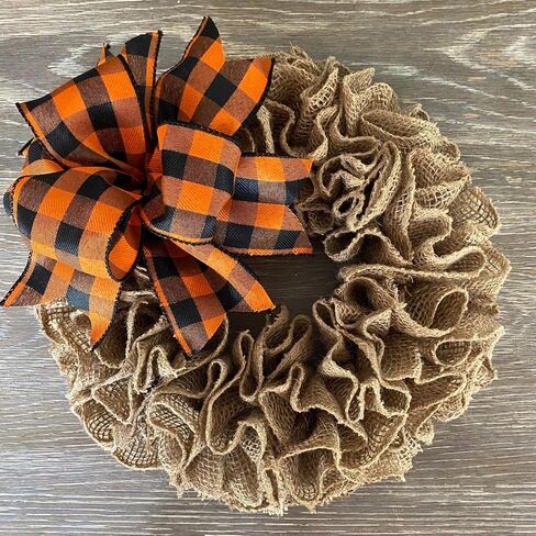 Halloween Decoration Ribbon Wired, Black Orange Gingham Fabric Ribbon Farmhouse Plaid Checkered Ribbon for Bow Wreath Supplies Gift Wrapping DIY Craft Party Decor Baby Shower Birthday, 2.5" x 10 Yards in Kuwait