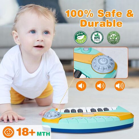 Contixo KP2 Piano Keyboard for Toddler - Toddler Piano, Mini Baby Piano, Toddler Musical Instrument, Toddler Toy with Light, Songs, Ideal Music Gifts for Boys Girls, Blue in Saudi Arabia