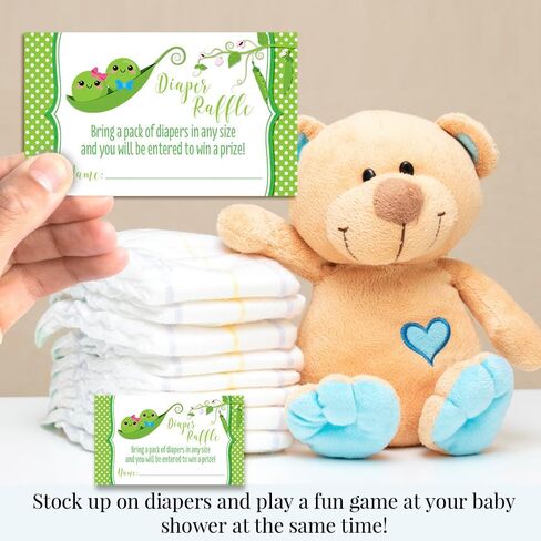 Two Peas In A Pod Twin Girls Diaper Raffle Tickets for Baby Showers, 20 2" X 3" Double Sided Insert Cards for Games by AmandaCreation, Bring a Pack of Diapers to Win Favors & Prizes! in Kuwait