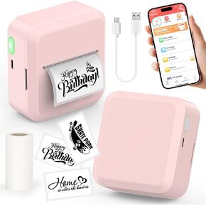 Portable Bluetooth Label Maker Machine with 30x50 mm Tape, Compact & Wireless Mini Label Printer Thermal Label Maker for Home, Office, Kitchen, Compatible with iOS & Android, Pink