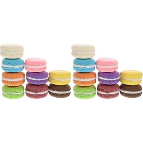 18 PCS Cake Cake Decorations الواقعية الحلوى الفرنسية واقعية مزيفة معكرون معكرون خبز وهمية الدعامة المزيفة كعكة اللوز المفرقعات كب كيك معكرون طراز كلاي طين ساندويتش دونات