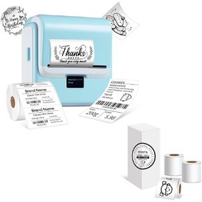 ORGSTA Label Maker Machine with Tape, T003 Thermal Label Maker, 0.8-3.15 Inch Bluetooth Label Printer with White Self-Adhesive 57mm x 3m Thermal Paper, Compatible with Phone & PC
