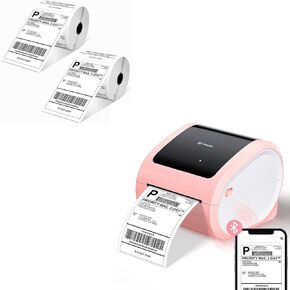 D520BT Bluetooth Shipping Label Printer and 2 Roll Thermal Labels, Wireless Thermal Label Printer for Small Business, Thermal Printer for Shipping Labels