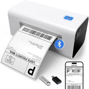 Shipping Label Printer - Bluetooth Thermal Label Printer with 203 DPI HD Resolution, Easy to Use 4x6, for Small Business, Widely Used for Amazon Ebay Shopify
