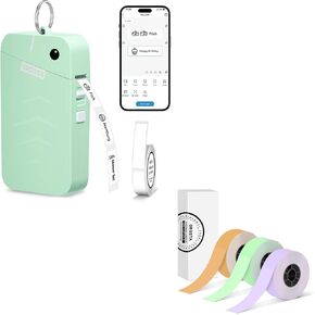 ORGSTA S001 Label Maker Machine with Tape, Bluetooth Label Maker for Home and Office Organization, Thermal Label Printer Mini Label Maker with 3 Roll Continuous Label Tapes - Purple/Green/Orange