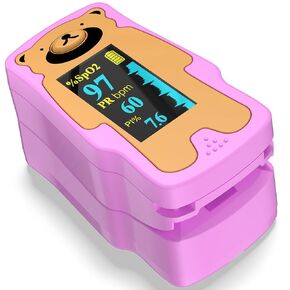 Pediatric Pulse Oximeter for Kids, Children Pulse Oximeter Child O2 Saturation Monitor Pulse Oximeter Fingertip, Blood Oxygen Saturation Monitor (not for newborn/infant)(Pink)