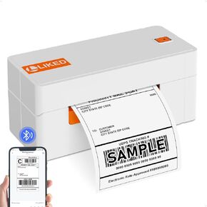 L LIKED Bluetooth Thermal Label Printer, 4x6 Shipping Label Printer, Support Android, iPhone and Windows, Widely Used for Amazon, Ebay, UPS etc (LP46 White)