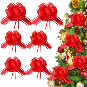 SIBBA 10 PCS غلاف كبير هدية سحب أقواس الالتفاف الزفاف 10 بوصات أقواس الزفاف أقواس شيفون زهرة الزهور باقات الزخارف اللوازم الحالية لسلال عيد الميلاد عيد الحب DIY (أحمر)