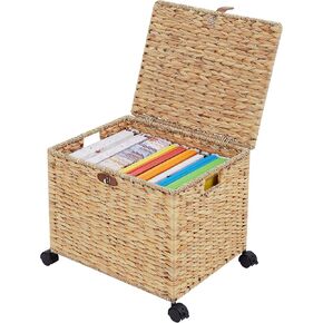 Orforestic Seagrass File Storage Box منظم | حجم الحرف القابل للطي معلقة منظمي مربع الملف مع الغطاء | زخرفية الأعشاب البحرية الإيداع والتخزين مربع | حجم الرسالة