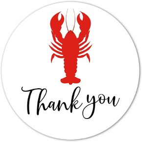 Lobster Thank You Stickers, 40-Pack 2" Crawfish Boil Birthday Party Labels, Decorations