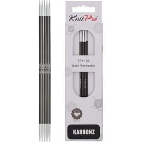Knitpro Karbonz الإبر المدببة المزدوجة 8 "(20 سم) | الولايات المتحدة الحجم 4 (3.5 ملم)