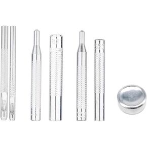 Arrerr 7 Pack Leather Rivets Setter Tools Set Die Punch Kit Snap Snap Fortener Tool Tool for Leather Prolds Double Cap Protular Metal Studs Leatherwork Craft Bags REALT