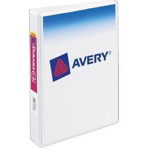 Avery Mini Durable View Binder for 5.5 Inch x 8.5 Inch Pages, 1 Inch Round Ring, White, Single (17116)