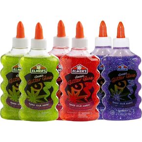 Elmer's Liquid Glitter Glue, Washable, Assorted Colors, 6 Ounces Each, 6 Count - Great for Making Slime (2064670)