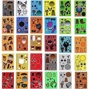 30 ورقة ملصقات Sprunki ، ملصقات Make-a-Face للأطفال ، اصنع ملصقات ملصقات Sprunki الخاصة بك لزخارف الحفلات ، ومكافأة الفصل ، وديكور الكتب ، وهدايا أعياد الميلاد