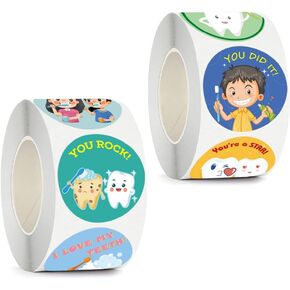 Airgoesin 1000pcs 1.5 بوصة ملصقات الأسنان مكافأة ملصقات لطيفة هدية مكافأة الأسنان ، والجوائز والهبات لمكافأة المعلم لوازم مدرسية الحوافز حفلة كرتونية لصالح (16 أنماط)