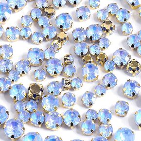 288 PCS OPAL SEWS على أحجار الكريستال الكريستالية ، بحجم مختلط مستدير من Gold Gold Claw Glaw Rhinestone خياطة لمجوهرات DIY ملحقات زينة زي ديي.