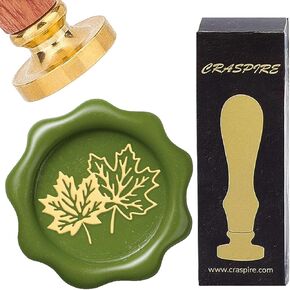 Craspire Maple Leaf Wax Seal Stamp 25mm ختم ختم ختم شمع الطوابع النحاسية القابلة للإزالة مع مقبض خشبي لحضور حفل زفاف عيد الميلاد الجديد مظاريف دعوات هدايا التعبئة الهدايا