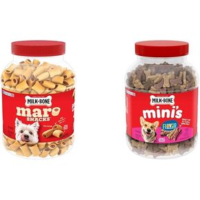 Milk-Bone Dog Treats Bundle: MaroSnacks Beef 40 Ounce + Flavor Snacks Mini's 36 Ounce