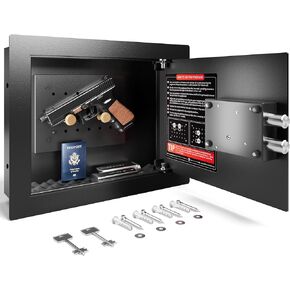 Hidden In Wall Safes Between Studs with Removable Pegboard,0.405 cu ft Hidden Security Floor Safe with Key Lock for Handgun, Jewelry, Passport