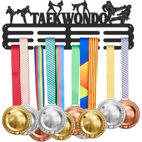 SUPERDANT Taekwondo Medal Hanger Holder Display Taekwondo Sports Medals Display Rack for 40+ Medals Wall Mount Iron Ribbon Hook Hanger Decor for Athletes Players Gifts for Kids
