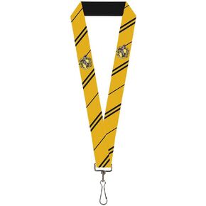 Buckle Down Keys, Keychain, Wallet, ID Cardholder, with Quick Release Lanyard-1.0"- Hufflepuff Crest/Stripe Yellow/Black