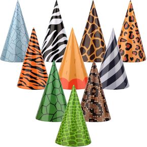 HOOQICT 10 PCS حزب الحيوانات قبعات MINI كعكة مخروط عيد ميلاد للأطفال الحيوانات الأليفة محشوة الحيوانات البرية حديقة حيوانات عيد ميلاد الحفلات اللوازم ، متنوعة