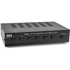 Pyle Home Premium New and Improved 6 Zone Channel Speaker Switch Selector Switch Box Hub Distribution Box for Multi-Channel High Powered Stereo Amplifier A,B,C,D Switches, 6 Pairs Of speakers PSS6