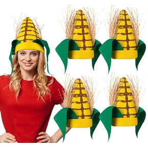 Berlune 4 PCS قبعات ذرة مضحكة - إكسسوارات قبعة كوب الذرة لعيد الشكر لحفلة Cosplay